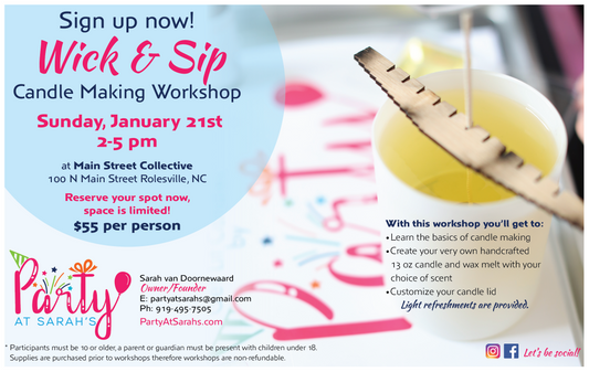 Wick & Sip Candle Making Class